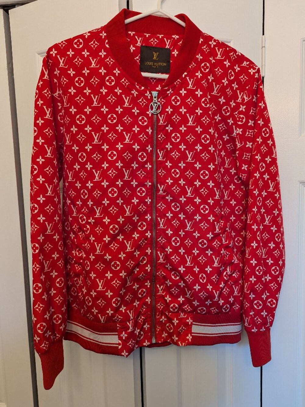 Louis Vuitton Designer Red Bomber Style Jacket Size M